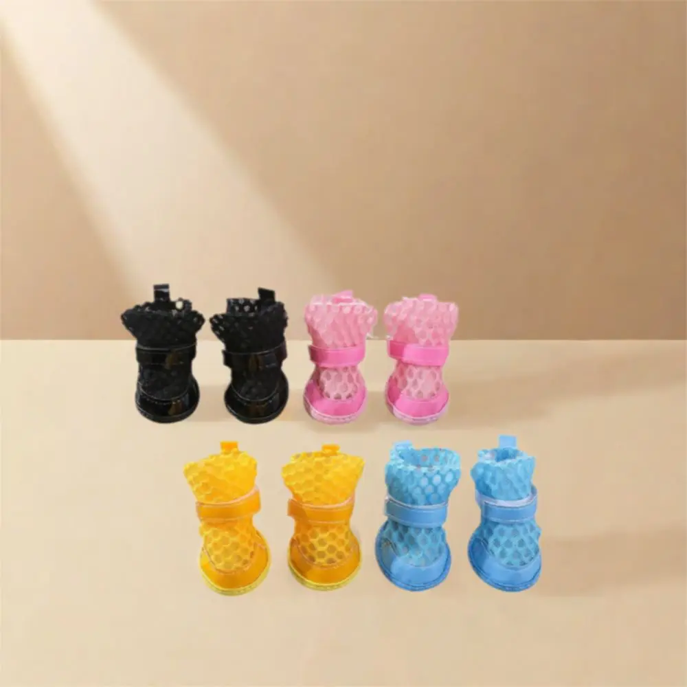 4 Pcs Wear Resistant Dog Mesh Shoes Breathable Anti-dirty Dog Sandals Anti-slip Anti-fall Pet Paw Protector Walking The Dog