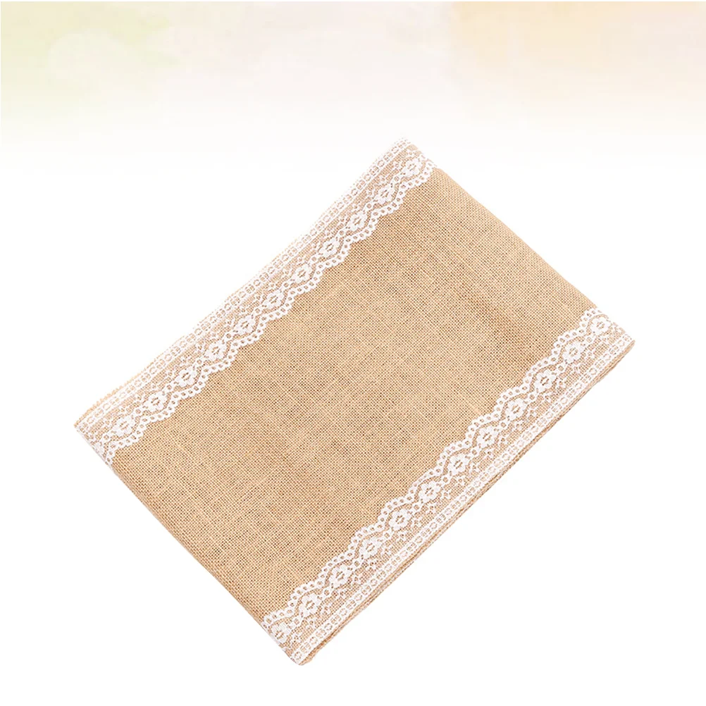 DIY Table Cloth Lace Jute Table Cover Party Desk Cover Handmade Craft for Wedding (30x275cm) lace tablecloth