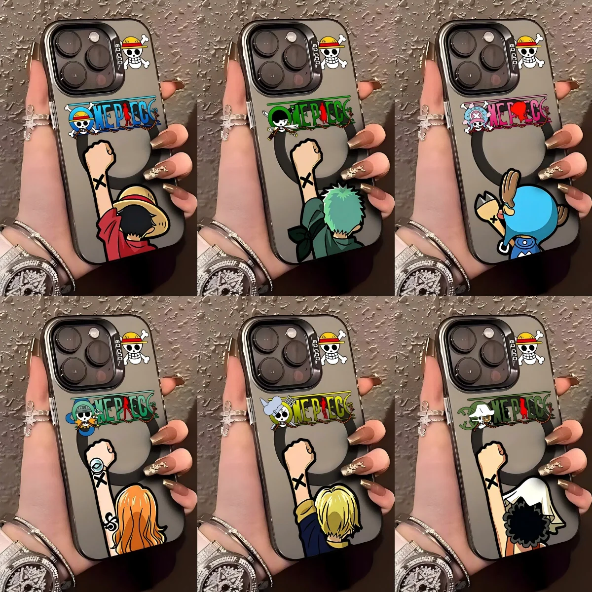 Anime New Ones Pieces Cute Magnetic Case for Samsung S25 S24 S23 S22 S21 S20 FE Plus Ultra 5G Soft Silver Plated Back Cover