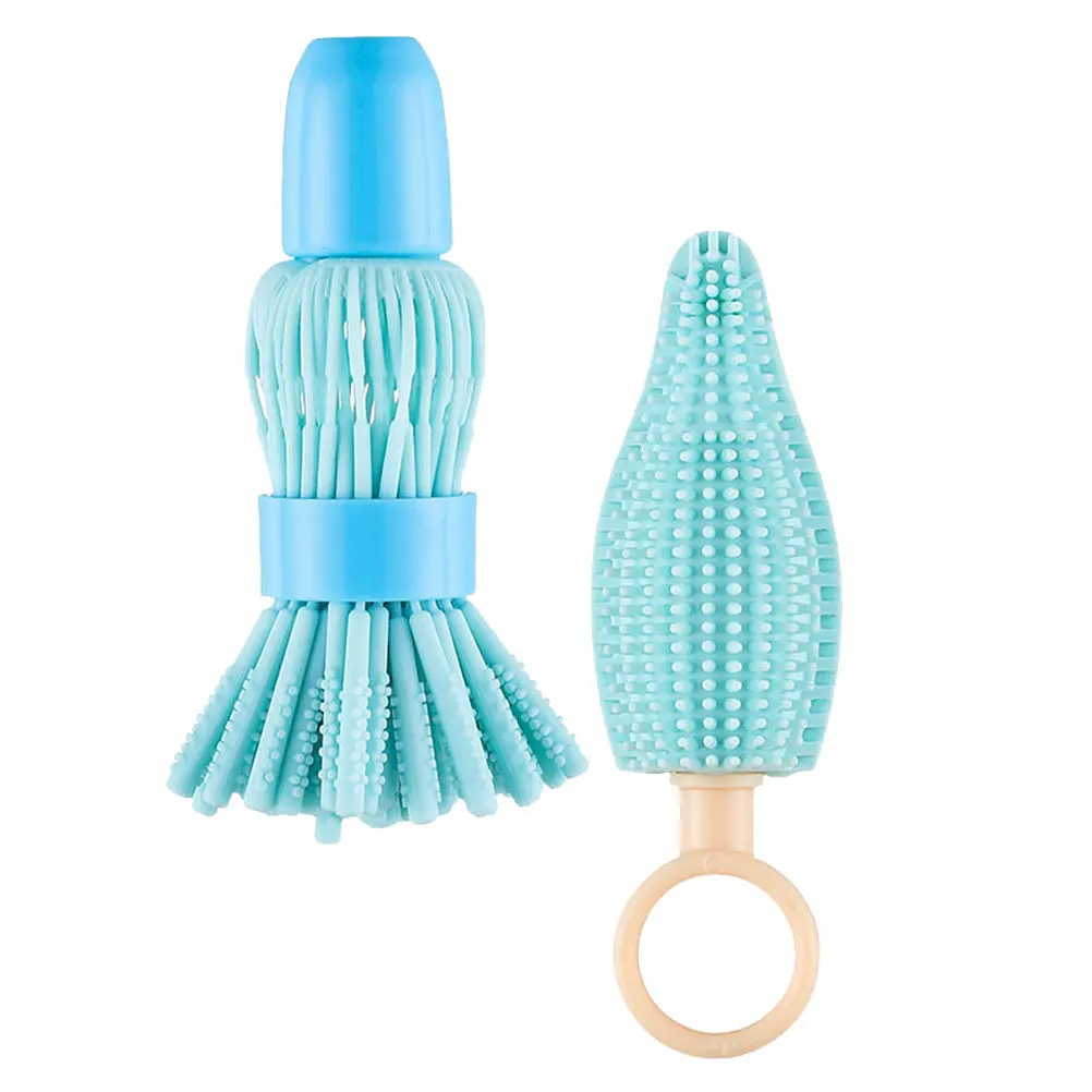 2Pcs Silicone Pacifier Brush Bottle Cleaner Shaking Design Deep Clean Hard to Reach Areas Non Scratch Hot Water Safe Baby Gift