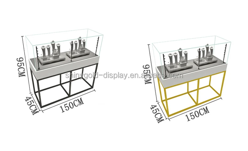 Custom.Jewelry Store Display Glass Pedestal Cabinet Lockable Vitrine Jewelry Showcase Display Counter with LED Light