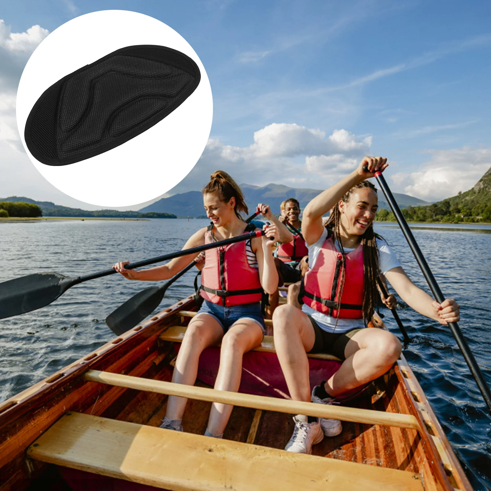 Outdoor Kayak Backrest Cushion EVA Anti Sweat Pad for Single Person Kayak Ergonomic Comfort Support Easy Install Black