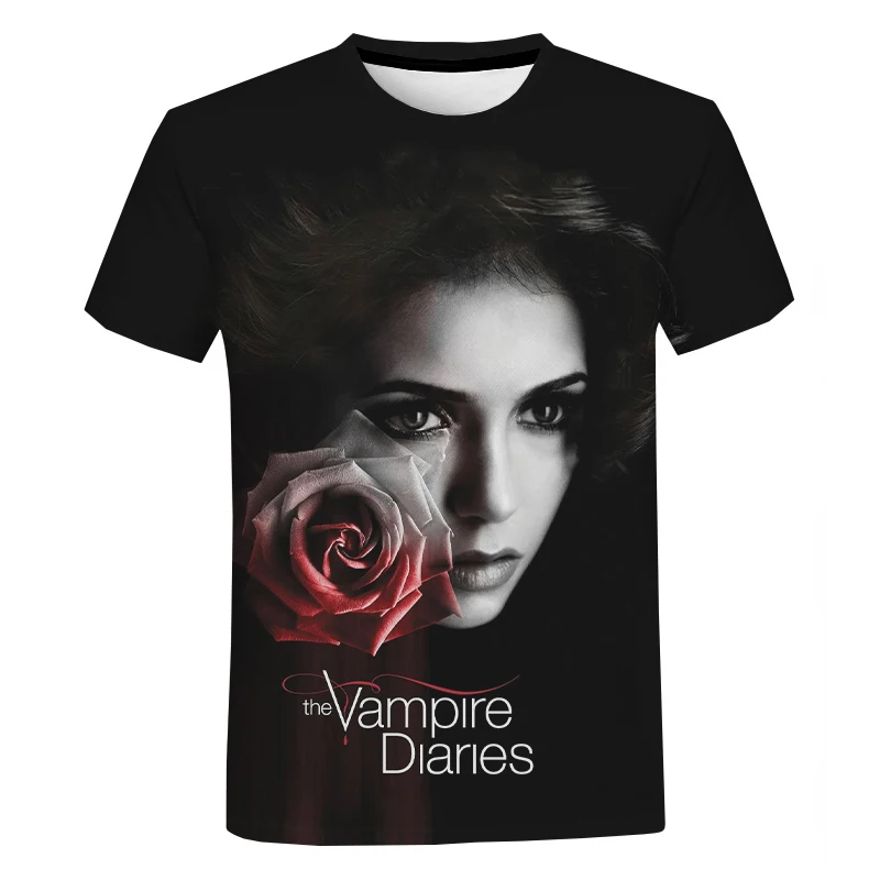 TV Series The Vampire Diaries 3D Print T-Shirt Summer Streetwear Men Women Fashion Oversized Unisex Hip Hop Tees Tops