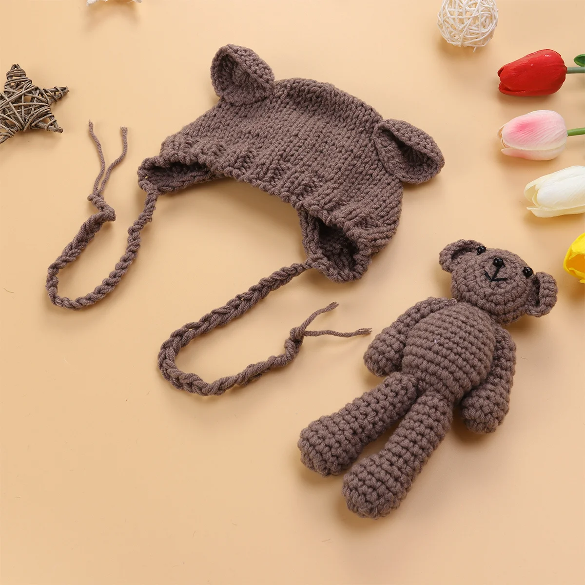 الطفل التصوير قبعة محبوك الكروشيه الدب الكاكي الوليد الرضع صورة تبادل لاطلاق النار صور الدعائم قبعة الطفل التصوير قبعة