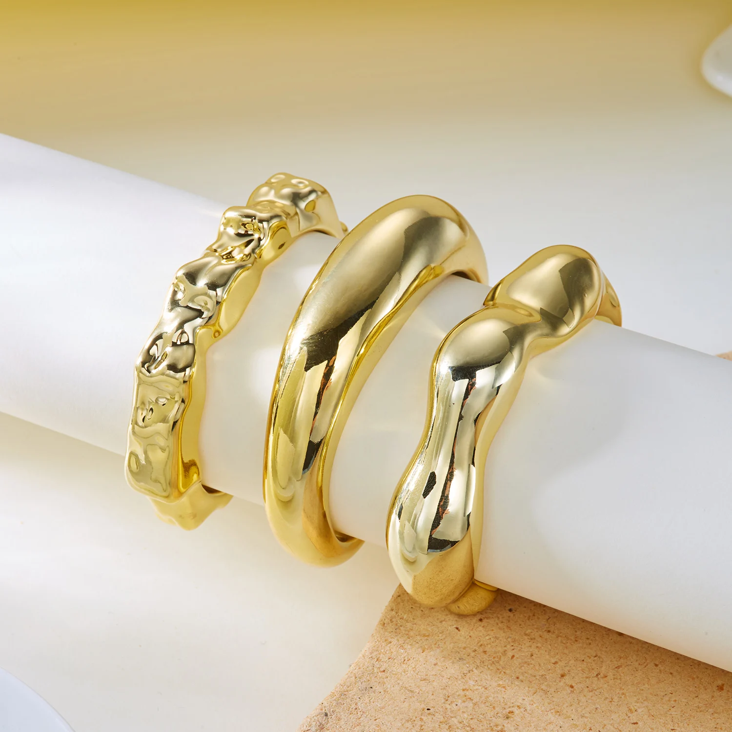 

Punk Irregular Wide Cuff Chunky Bracelets for Women Vintage Classic Gold Color Geometric Open Bangle Party Daily Jewelry Gifts