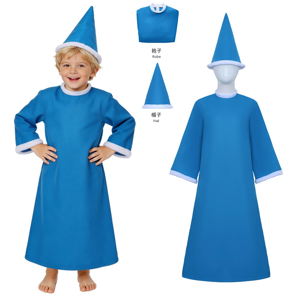 

Game Super Brothers Kamek Blue Robe Cosplay Costume Anime Cartoon Kamek Hat Halloween Performance Clothing Adult Men Boys
