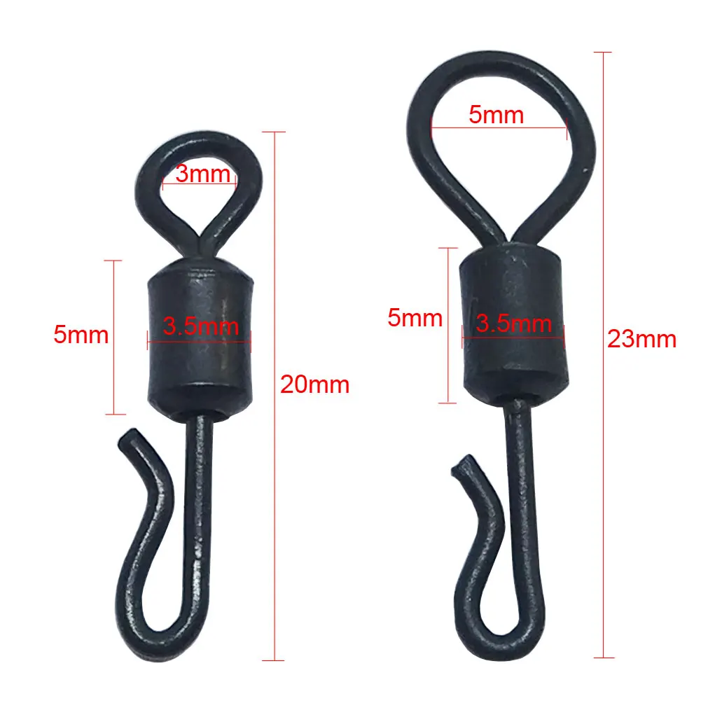 50-1000 PCS  Carp Fishing Swivels Rolling Quick Change Swivels Matte Black Carp Fishing Accessories Barrel Swivel Q-Shaped Snap