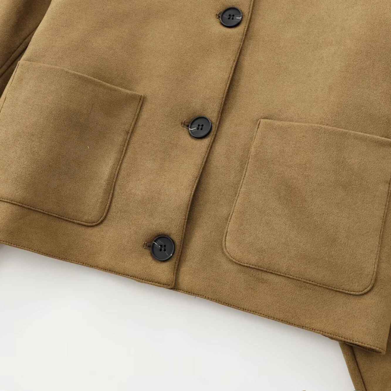 

ZAB Autumn New Women's Loose Single-Button Coat with Collar Faion Design ort Outerwear Versatile Sle Polyester Fiber