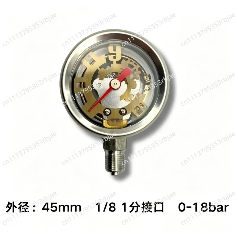 Applicable To Coffee Machine Pressure Gauge Pneumatic Coffee Machine Hollow Side Out 1 Minute 1/8 Interface All Stainless Steel