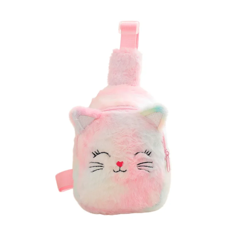 Cat shoulder bag unicorn cartoon children's chest bag girl's change small backpack plush sequin crossbody bag