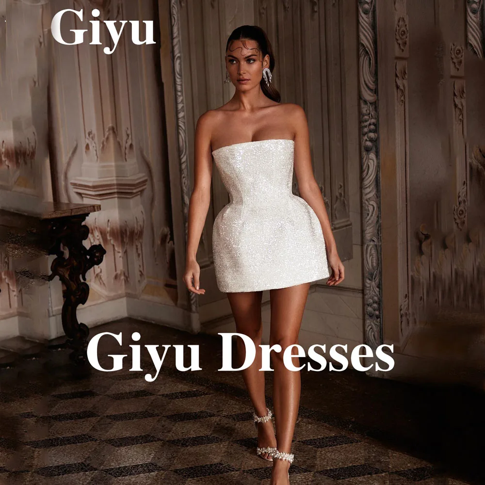 Giyu-vestido de novia Sexy brillante con hombros descubiertos, sin tirantes, con cremallera trasera, vestidos de novia para mujeres europeas y americanas personalizados