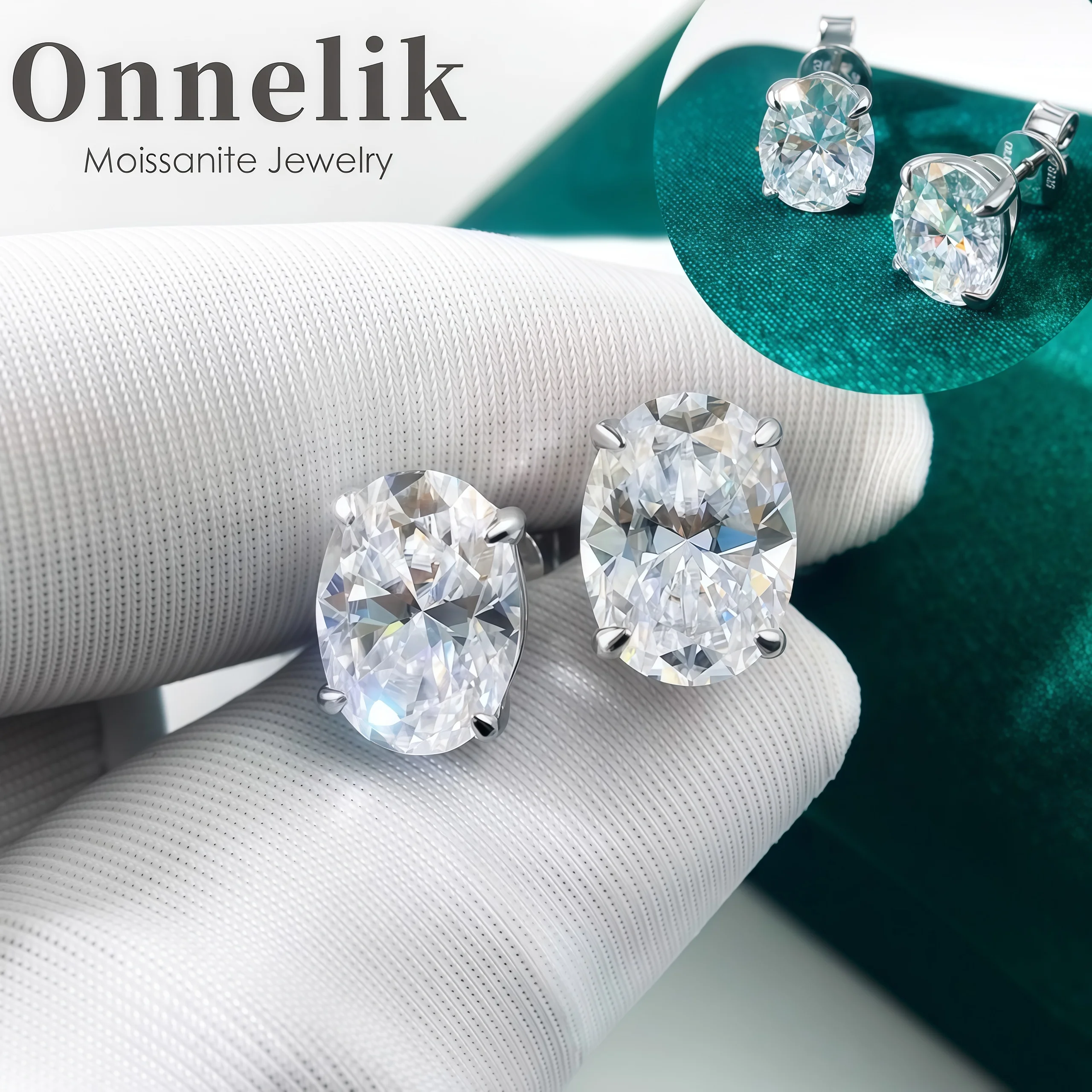 

Onnelik 1-4cttw Oval Full D VVS1 Moissanite Earrings Stud Real S925 Stering Silver for Women Party Fine Jewelry Birthday Gifts
