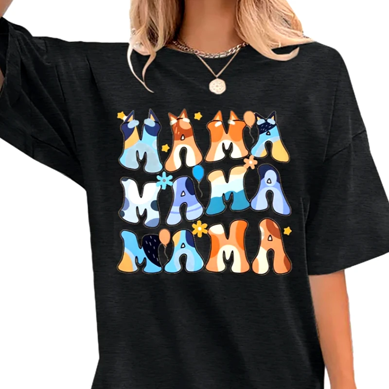 Camiseta de verano de gran tamaño con estampado de letras en inglés para mujer, camiseta informal de manga corta a la moda, regalo para el día de la madre, camisetas Vintage para mujer