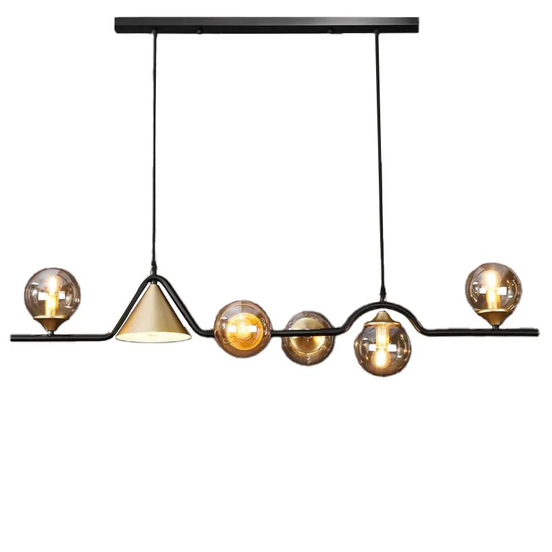 

Simple Nordic light luxury glass strip minimalist home designer bar dining room dining table
