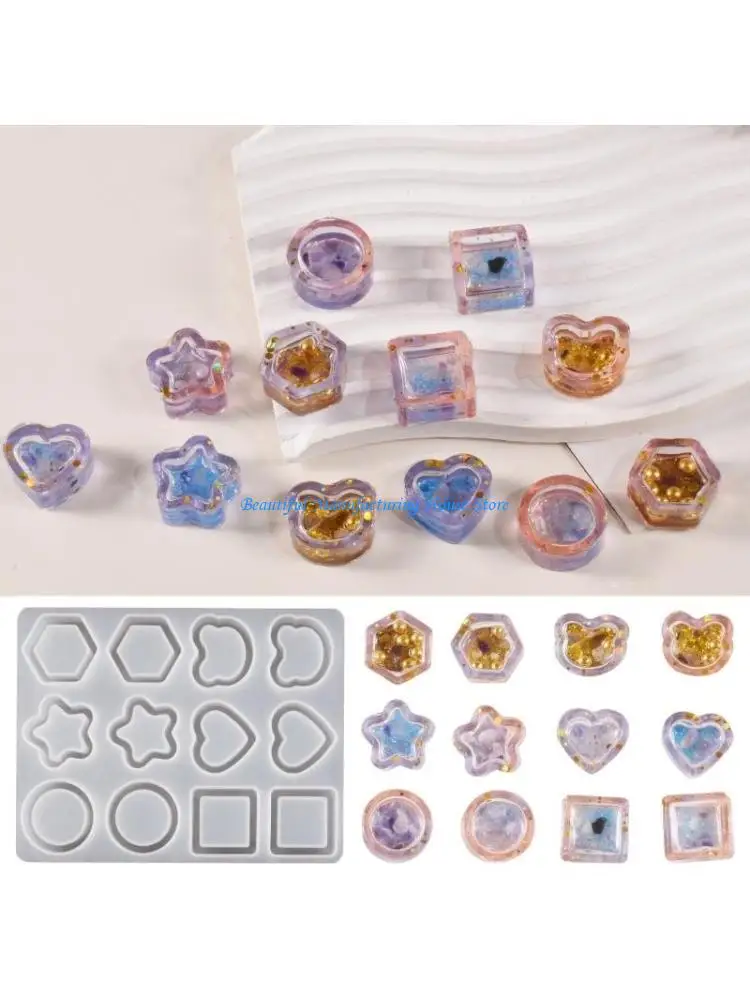 

E56A Versatile Sturdy Silicone Mold with Star Heart Shapes Portable Accessory for Party Supplies and Craft Projects