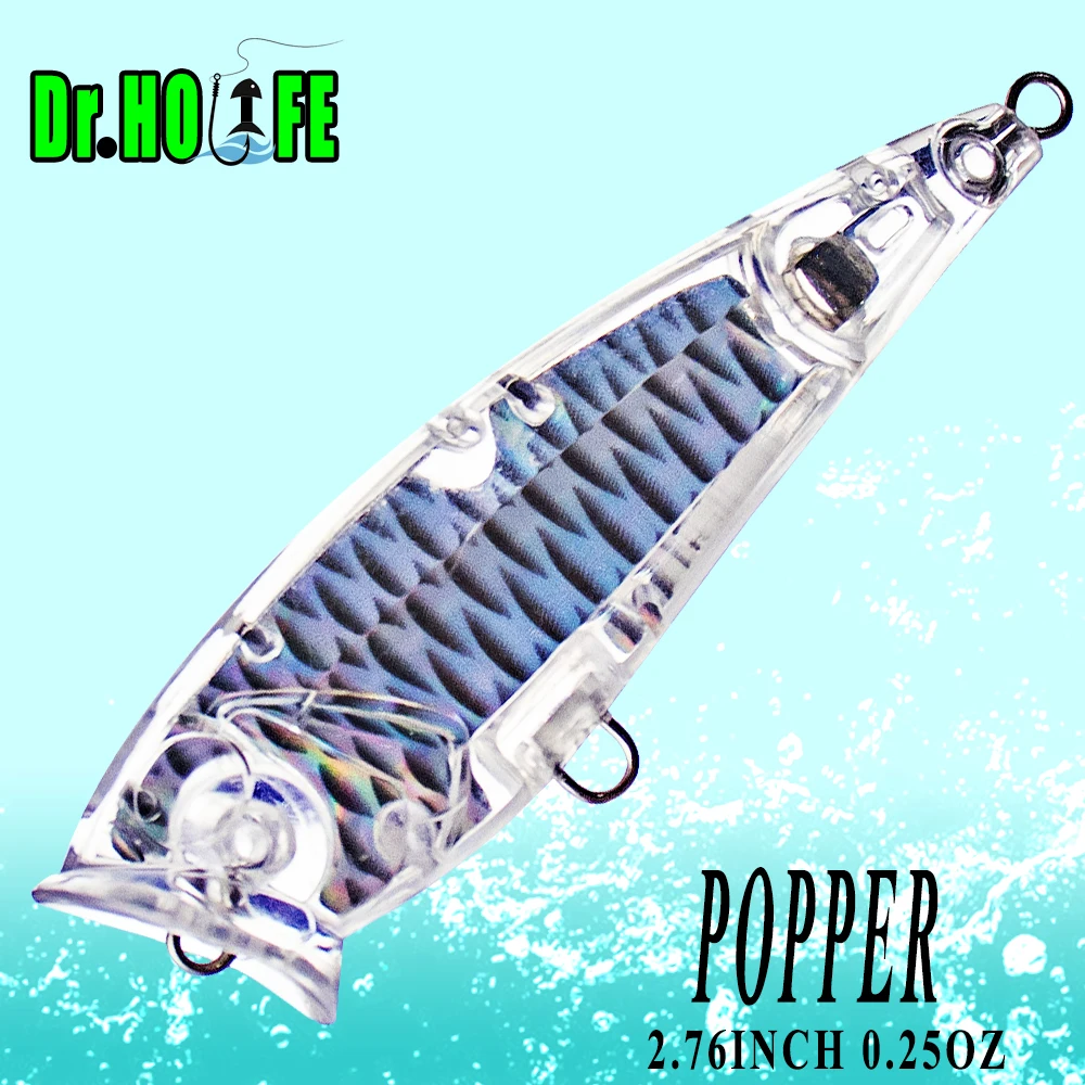 

Dr.Holife 15PCS/LOT Popper Blanks Unpainted Popper Blanks Lure 7CM 7G Artificial Foil Inside Hard Bait For DIY Fishing Lures