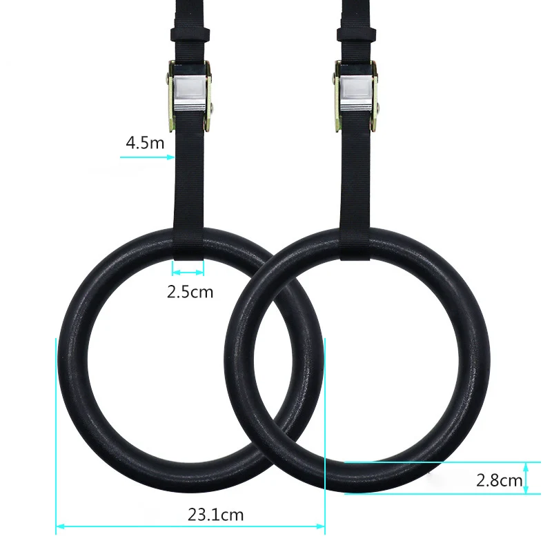 حلقات صالة رياضية للياقة البدنية ABS ، حلقات سحب ، قوة الجسم ، الذقن ، التدريب ، التمرين ، الأسود