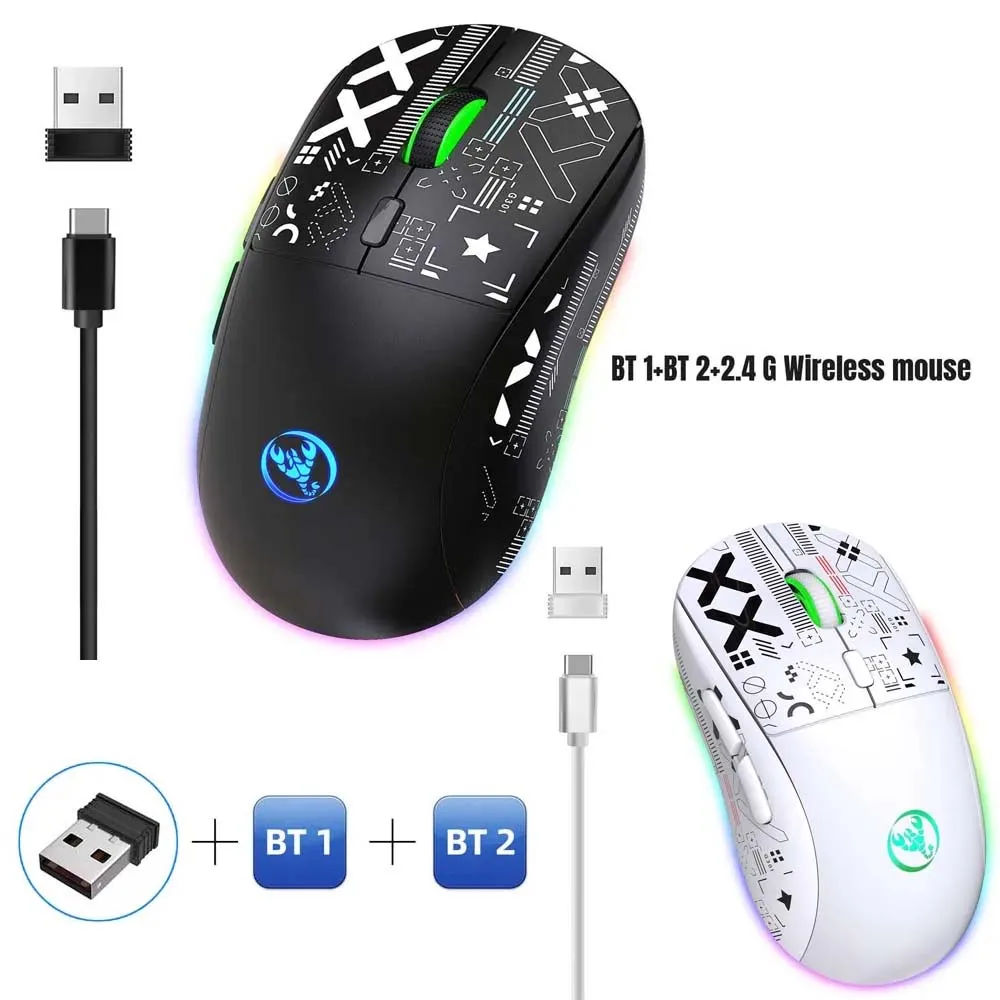 

Share 3 Computer Mouse with bluetooth 2.4G Wireless rato Creative Gaming Mice Charging ratón RGB Backlight 3600DPI 125HZ Silent