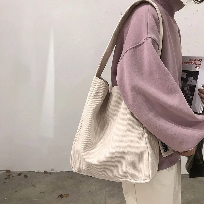 Wielofunkcyjna torba na ramię w stylu retro Sztruksowa torba na ramię o dużej pojemności Modna przenośna podróżna torba płócienna