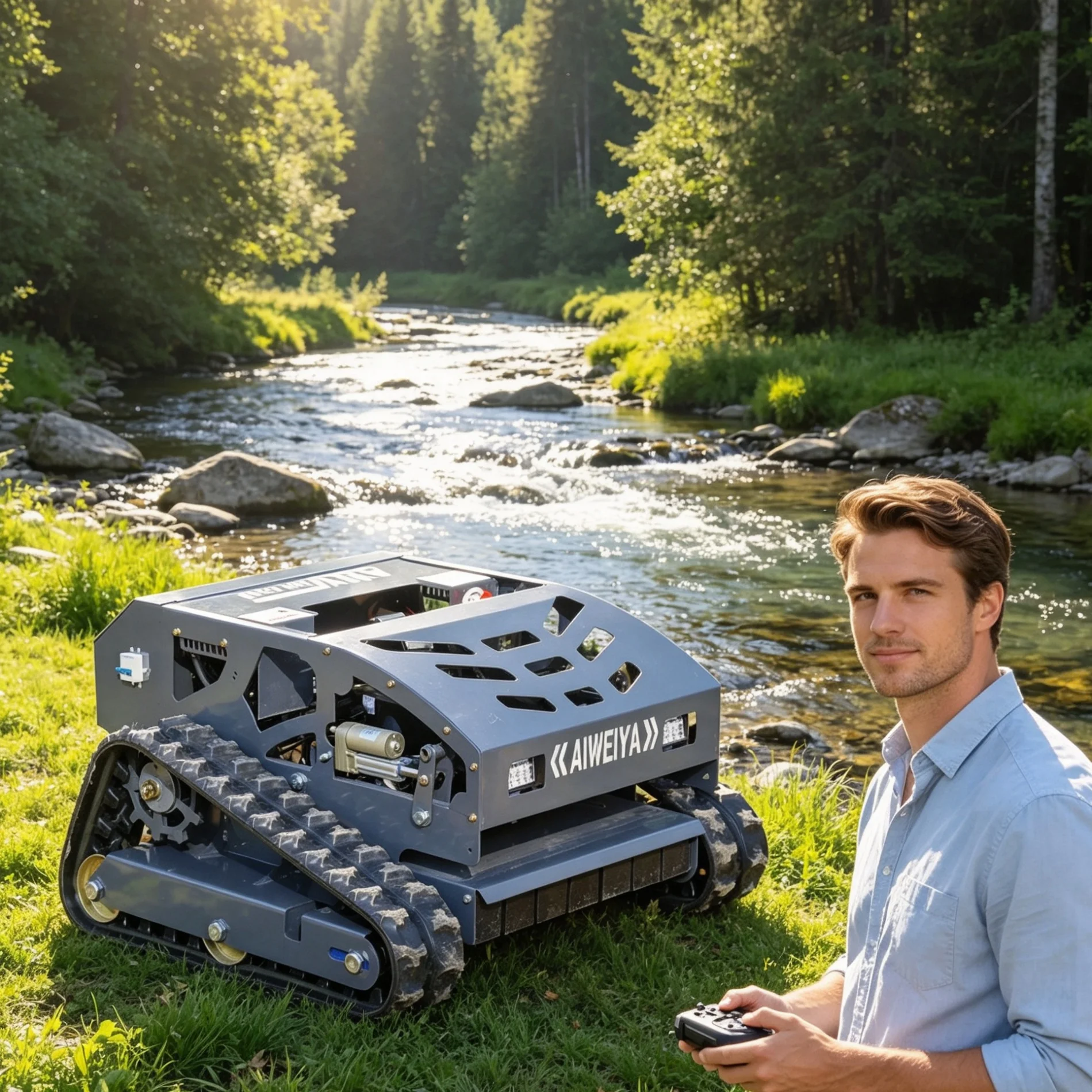 Customized Self propelled remote control 550H Crawler Mulcher, 4‑stroke engine Mulching Mower Brush Cutter for Garden Lawn Weed