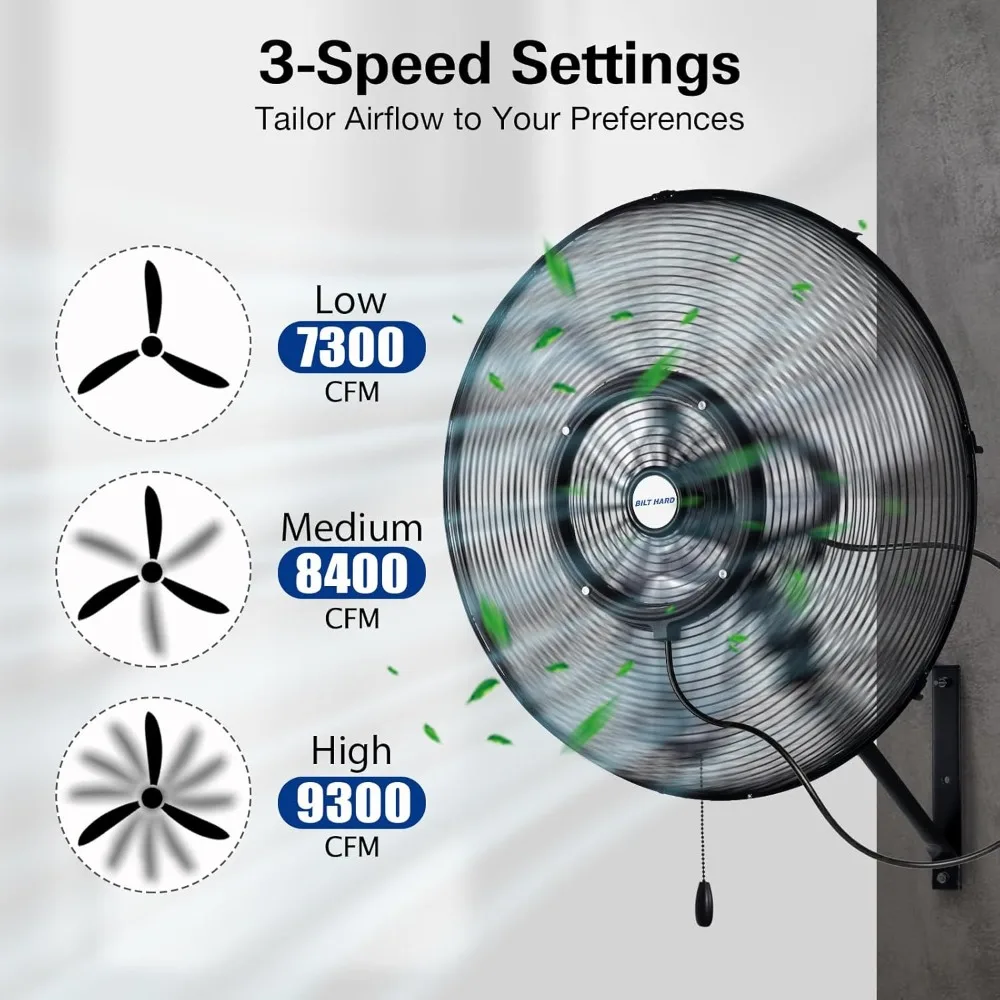 

30" Oscillating High-Velocity Outdoor Wall Misting Fan, 3-Speed Patio Fans for Outside, 80° Oscillation, Waterproof