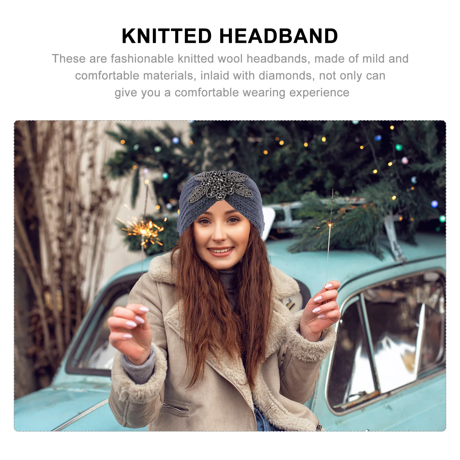 

4pcs Knitted Women Women Diamond-Studded Band Diamond-Studded Hair Band Warm Face Washing Hairband For Fashion Hair Accessory