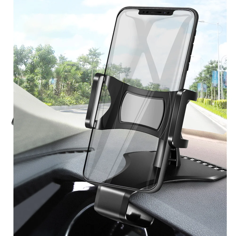 

360 Degree Rotatable Phone Holder Phone Stand Dashboard Clip Black Grey 2 in 1 Number Sign Easy Use Anti Slip Pad