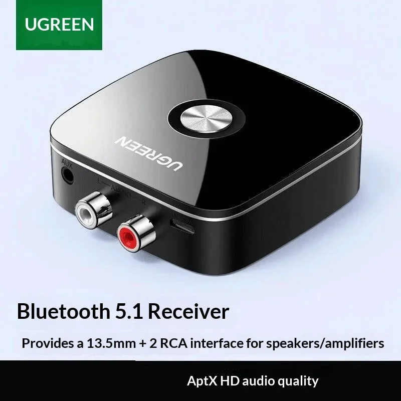 UGREEN CM106 40759 Bluetooth 5.1 Audio Receiver with aptX HD 3.5mm AUX and 2 RCA Outputs for Car and Home Speakers