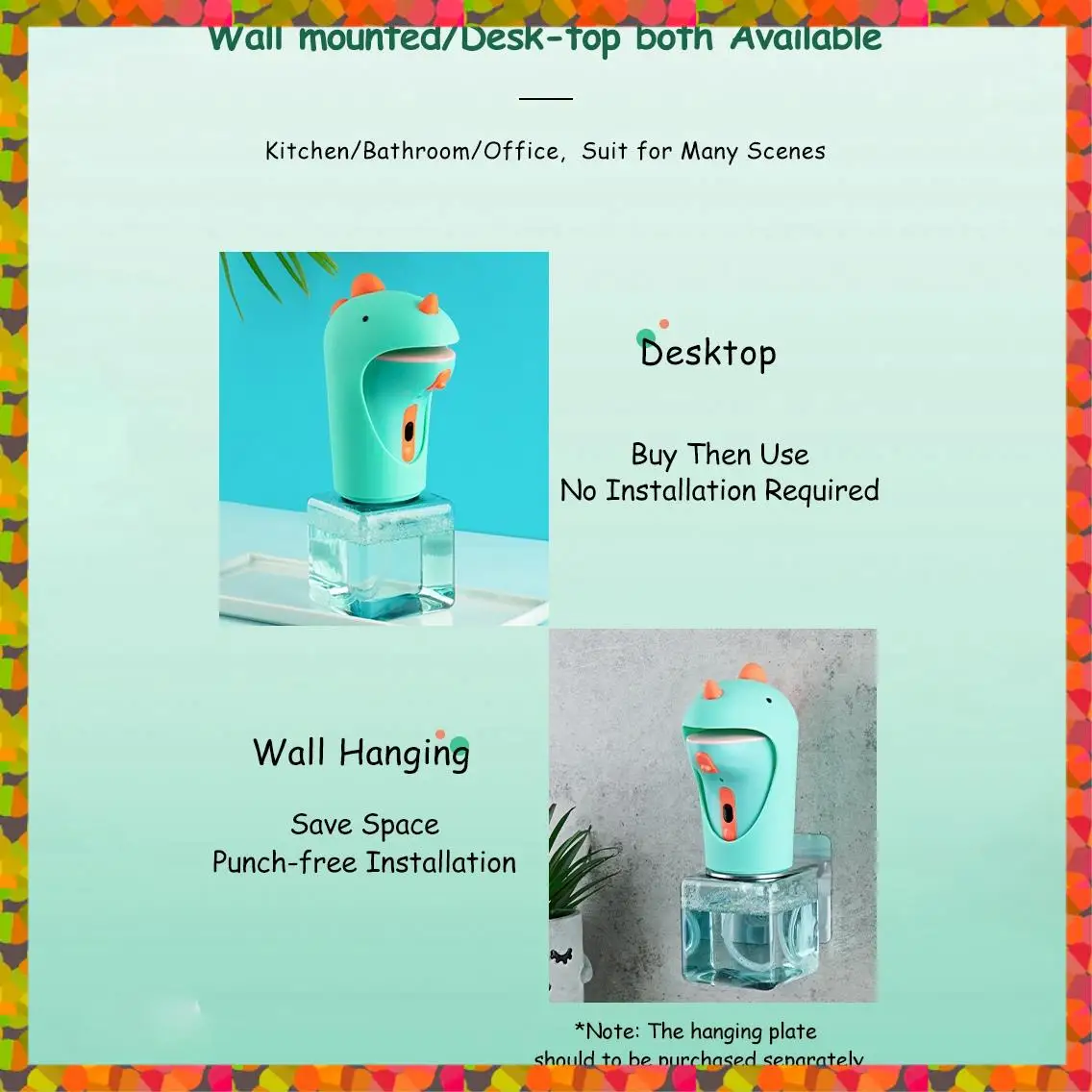 

Promotion! Automatic Soap Dispenser Touchless Hand Soap Dispenser For Kids Cute Dinosaur Foam Dispenser For Bathroom Countertop