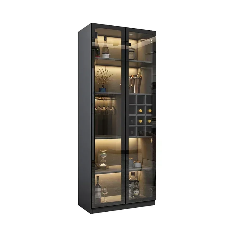 Glass Door Wine Cabinet Modern Simple Living Room Home Light Luxury Dining Side Cabinet Restaurant Meuble Vin Bar Furniture Club