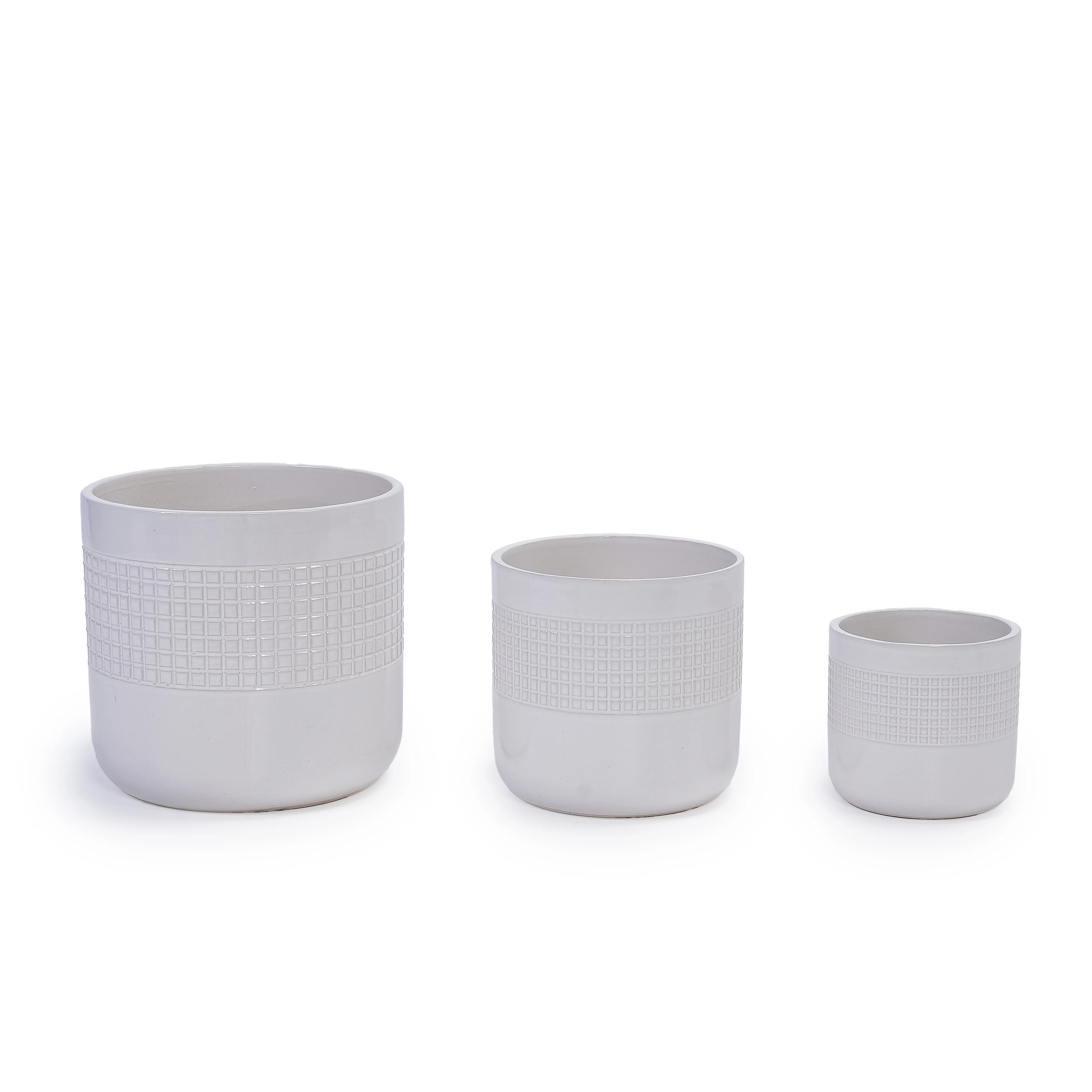 Indoor/Outdoor Garden Home Decor Modern White Handmade Eco-Friendly Ceramic Planter Set of 3