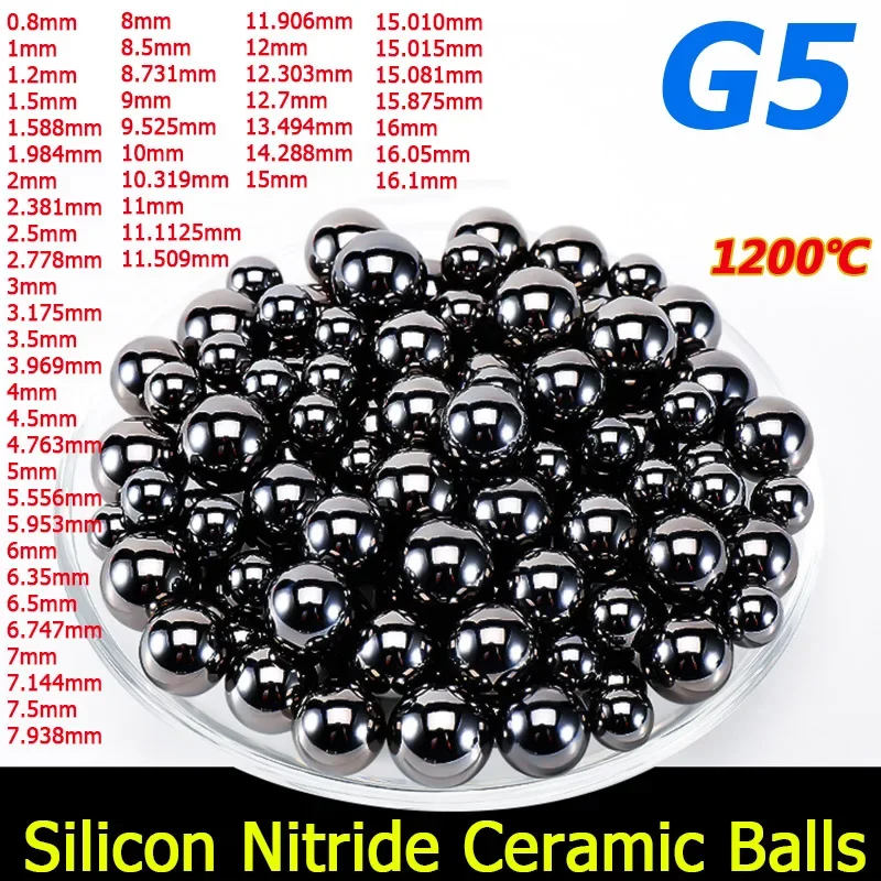 

1-50pcs Silicon Nitride Si3N4 Ceramic Bearing Balls G5 Diameter 0.8/1/1.2/1.5/1.588/2/2.381/2.5/2.778/3/3.175/3.5/4/4.5~16.1mm