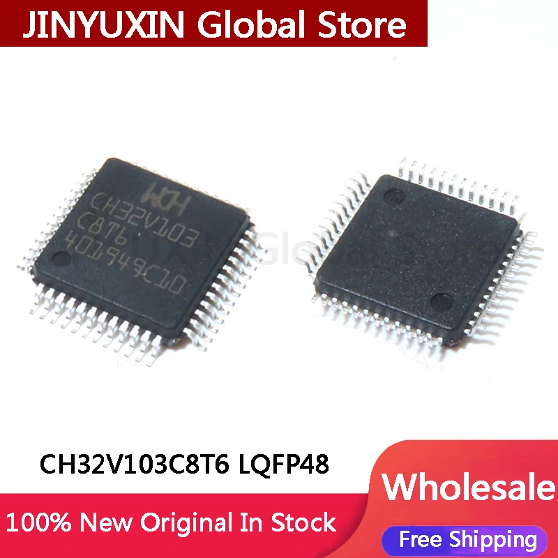 1-100Pcs New CH32V103C8T6 CH32V103 C8T6 CH32V LQFP48  In Stock Wholesale