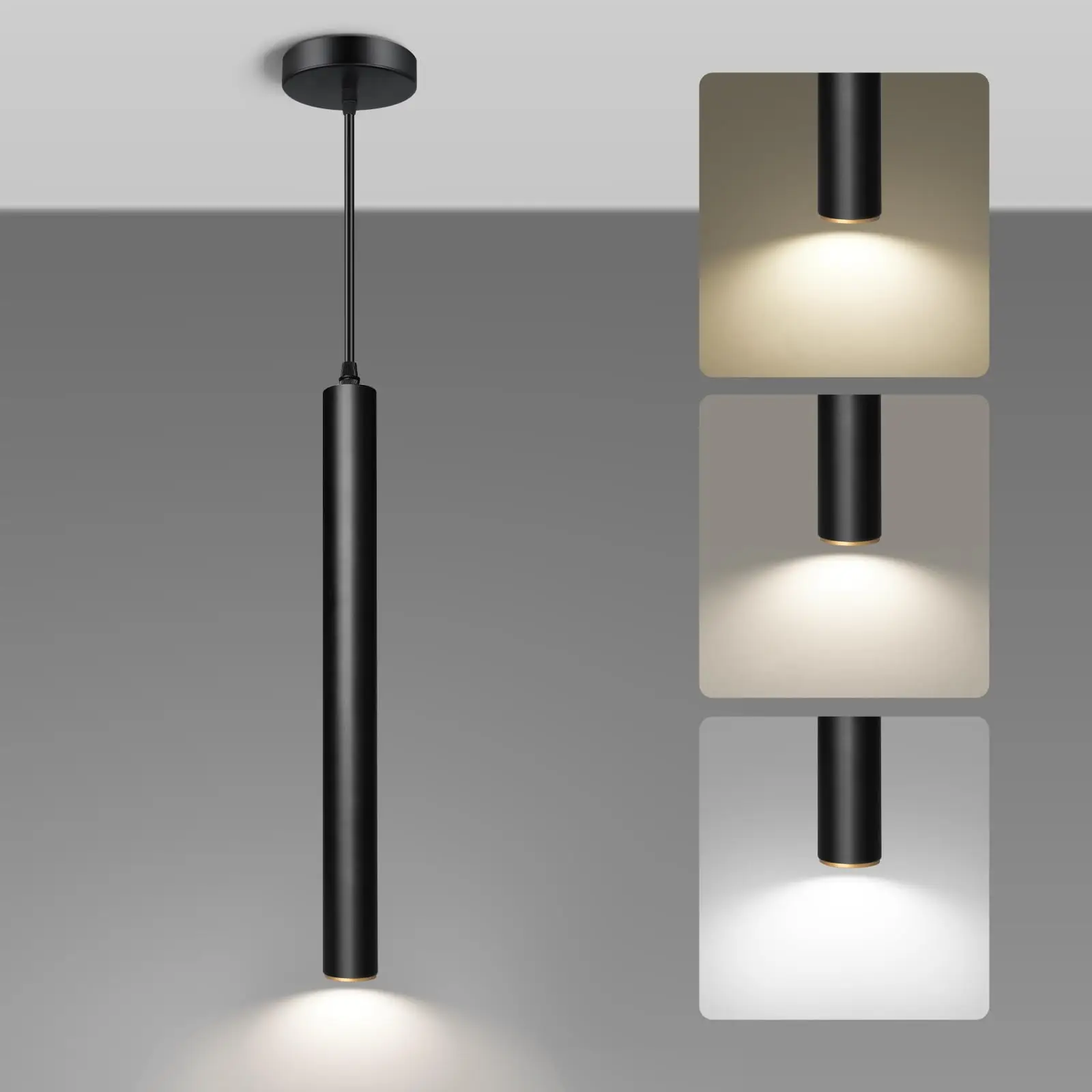 Modern Pendant Lights, 3 Color Adjustment LED Dimmable Pendant Light Fixtures, 2700K/4000K/6000K for Kitchen Island,Bar,Bedroom