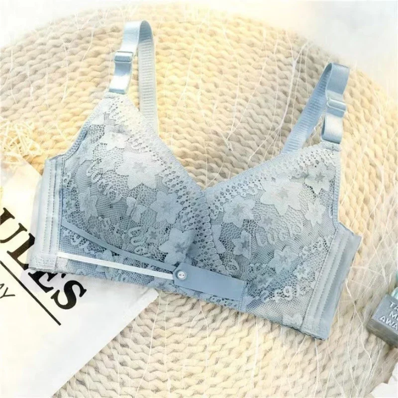 Women Lace Non-steel Ring Gathered Underwear Women Thin BC Cup Underwear Ladies Breathable Hole Cup Bras Women Comfortable Bras