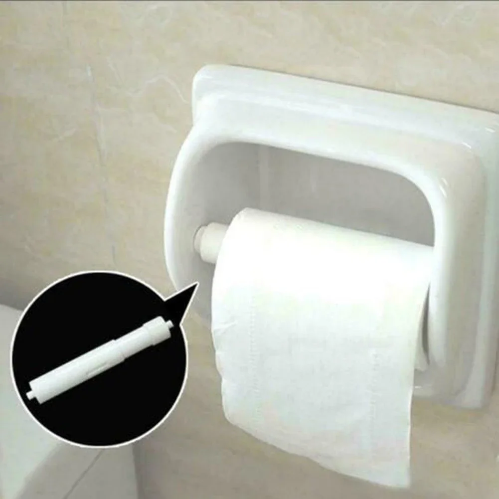 3Pcs White Plastic Replacement Toilet Paper Roll Holder Roller Spindle Insert-Spring Bathroom Accessories