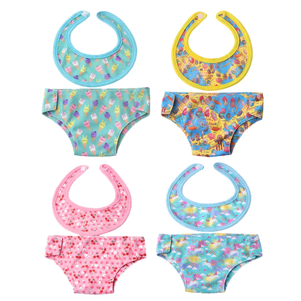 Ensemble de bavoirs mignons pour bébé, 43 cm, sous-vêtements pour poupées américaines, 18 pouces, ours et génération, slips, accessoires