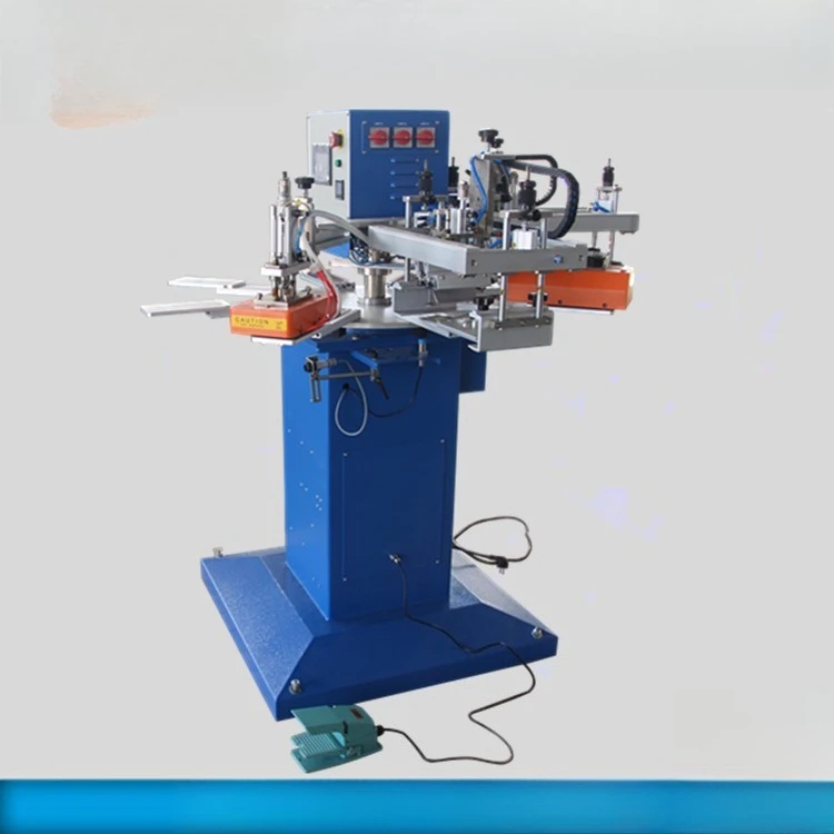 The 2-color, 8-station screen printing machine is easy to operate and is used for label printing machines in the garment industr