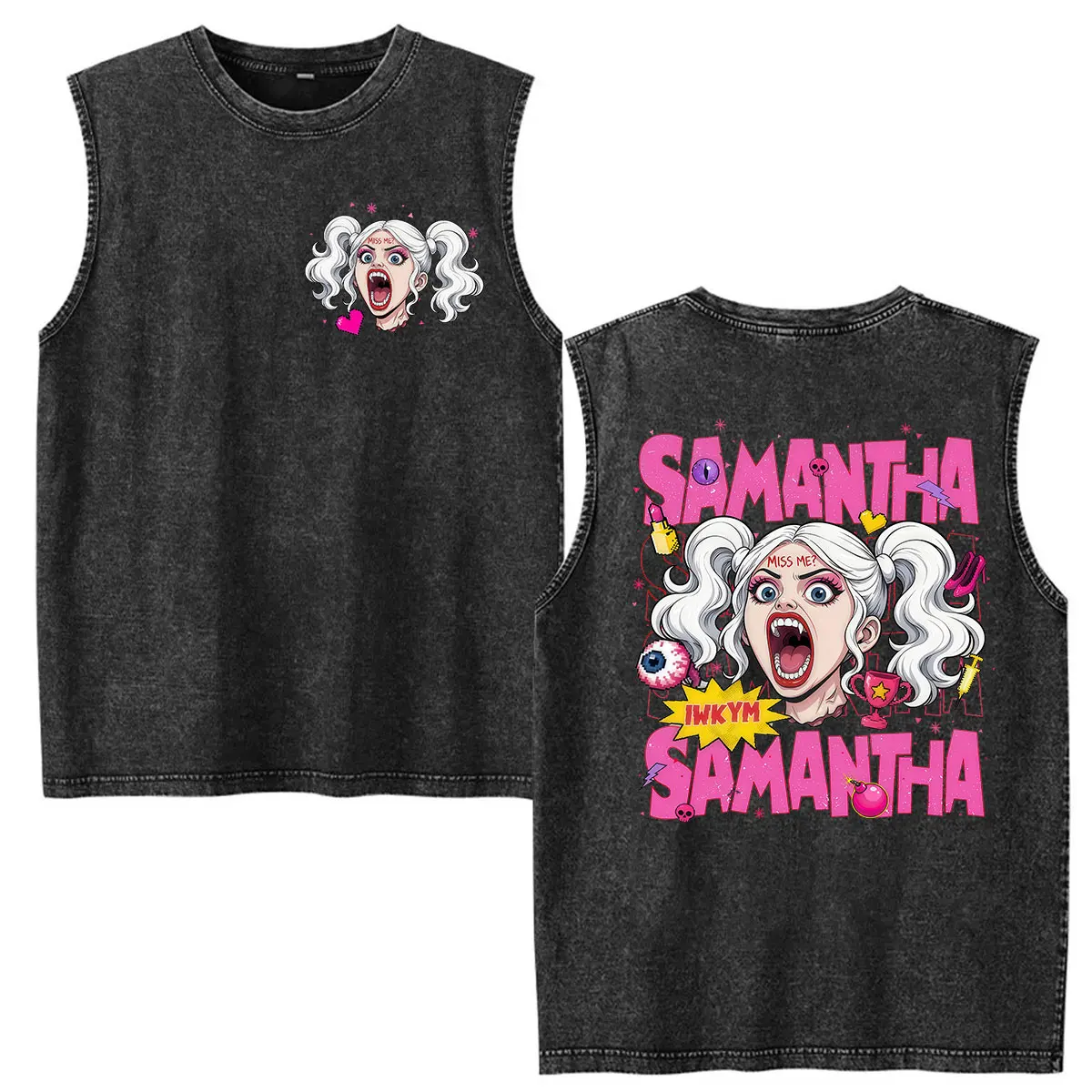 Vintage Washed Vest Dungeon Crawler Carl T-Shirts für Männer und Frauen, Princess Donut Oversized Tank Top T-Shirt, Harajuku Kleidung T-Shirt – Detail 4