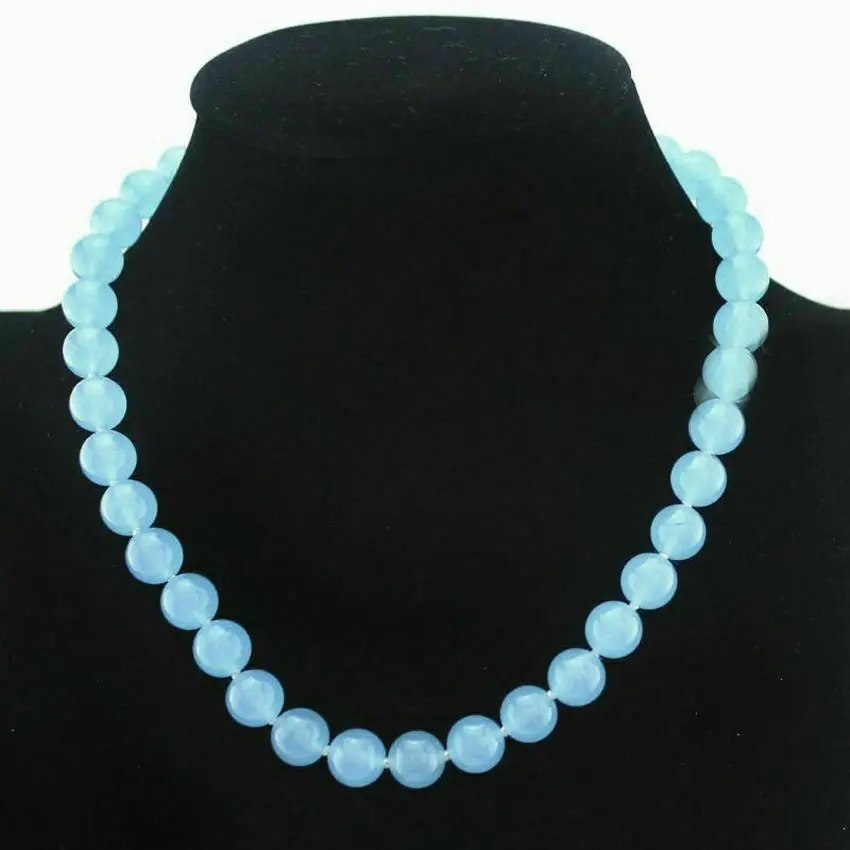 

Natural 6/8/10/12/14mm Brazilian Aquamarine Gemstones Round Beads Necklace18''