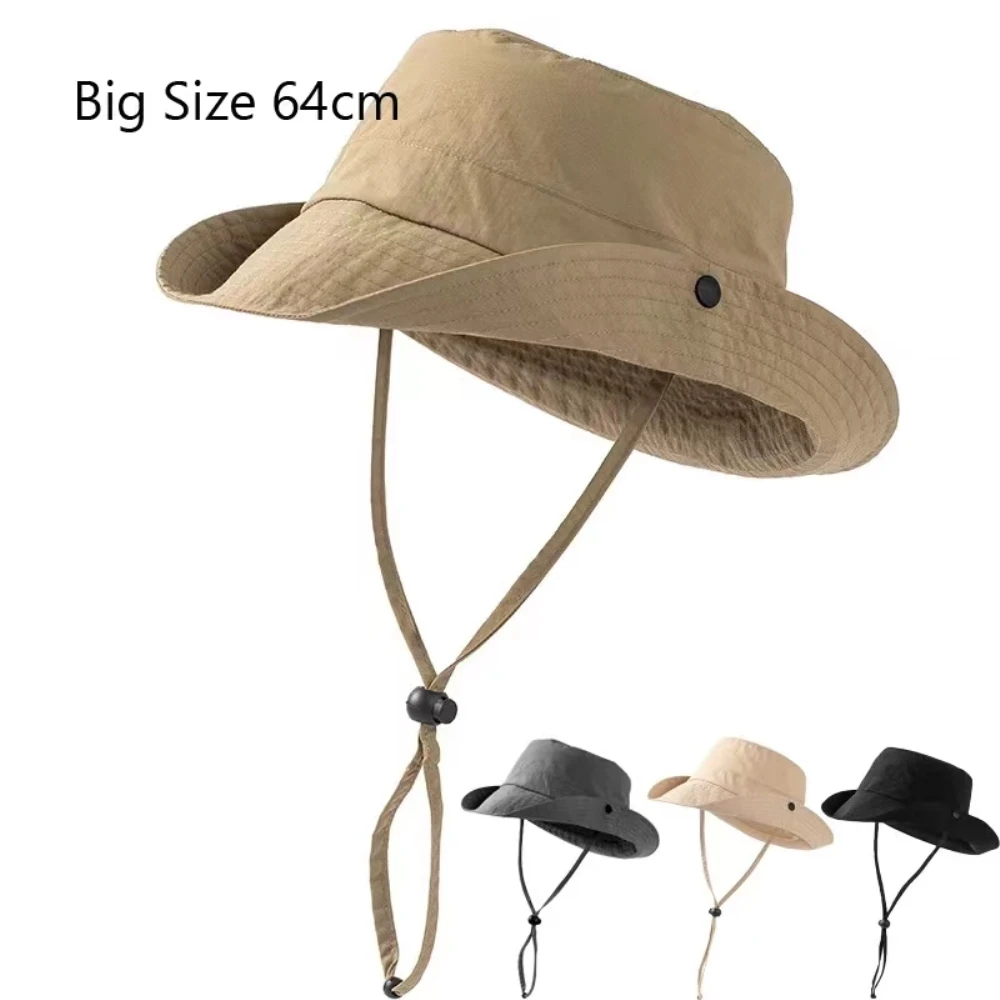 Plus Size Bucket Hat Men Women Summer Sun Protection Sun Hat Outdoor Waterproof Big Size XL Breathable Fisherman Hat Panama Bob