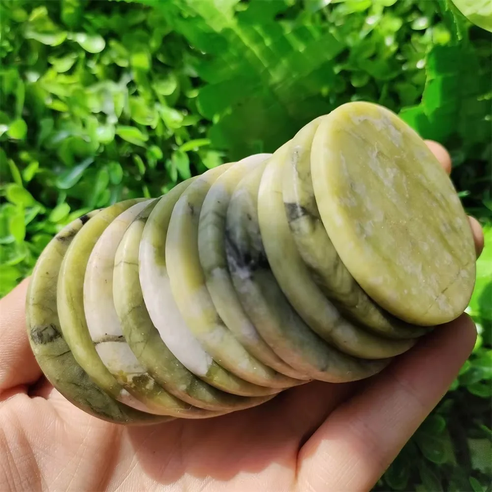 Natural Crystal Slab Slice Jade Stones Specimen Coaster 45-50mm  Pendant Necklace Pictures Material Decor Natural Jade stone