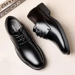 Leather Shoes for Men Dress Black Formal Square Toe Man Casual Derby Shoe Business Retro Cowhide Designer New in Shipping Free