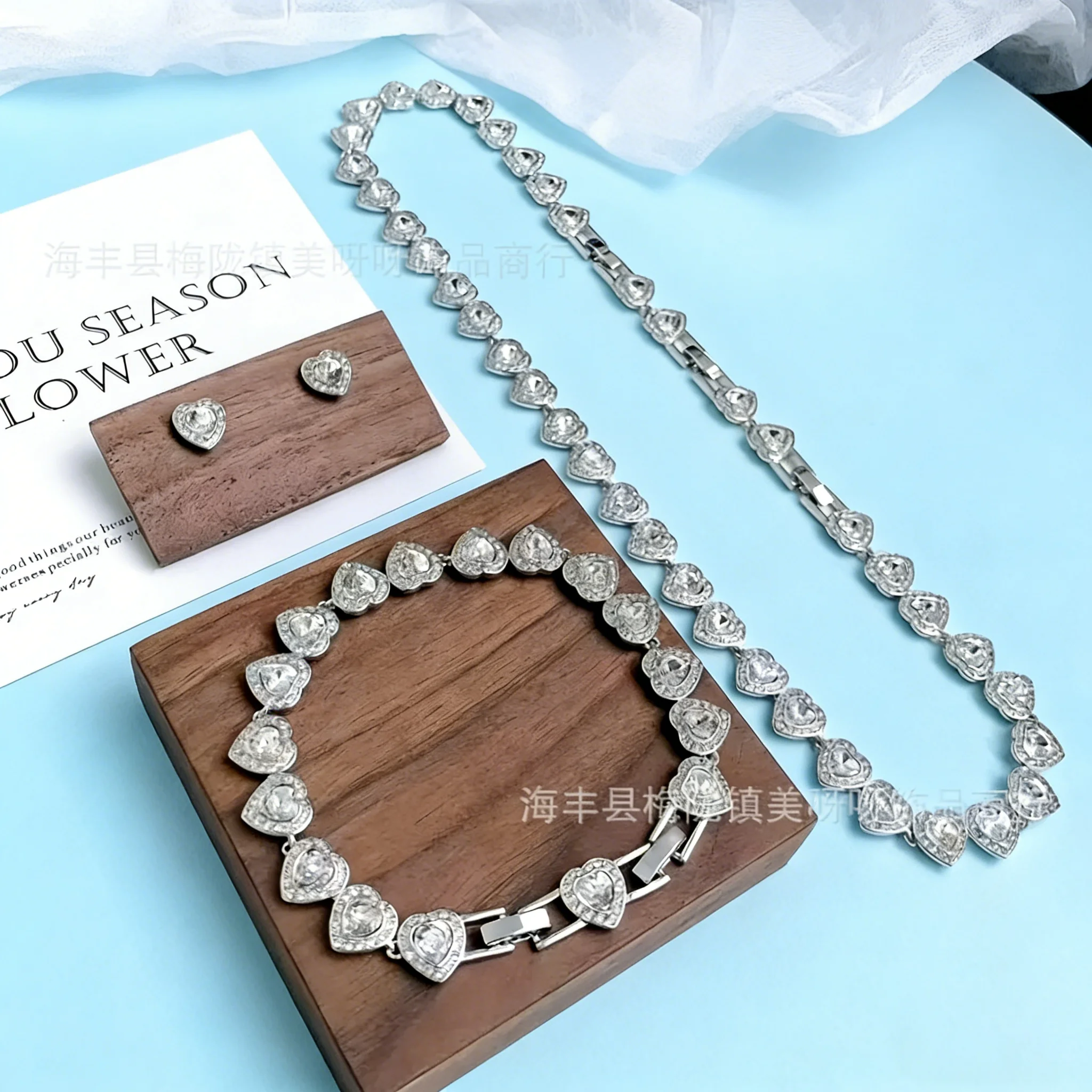 Good Brand Silver Color Ariana Grande Tennis Necklace Women Romantic Luxury Gift Jewelry Set Jewelry Sets 925 sterling silver