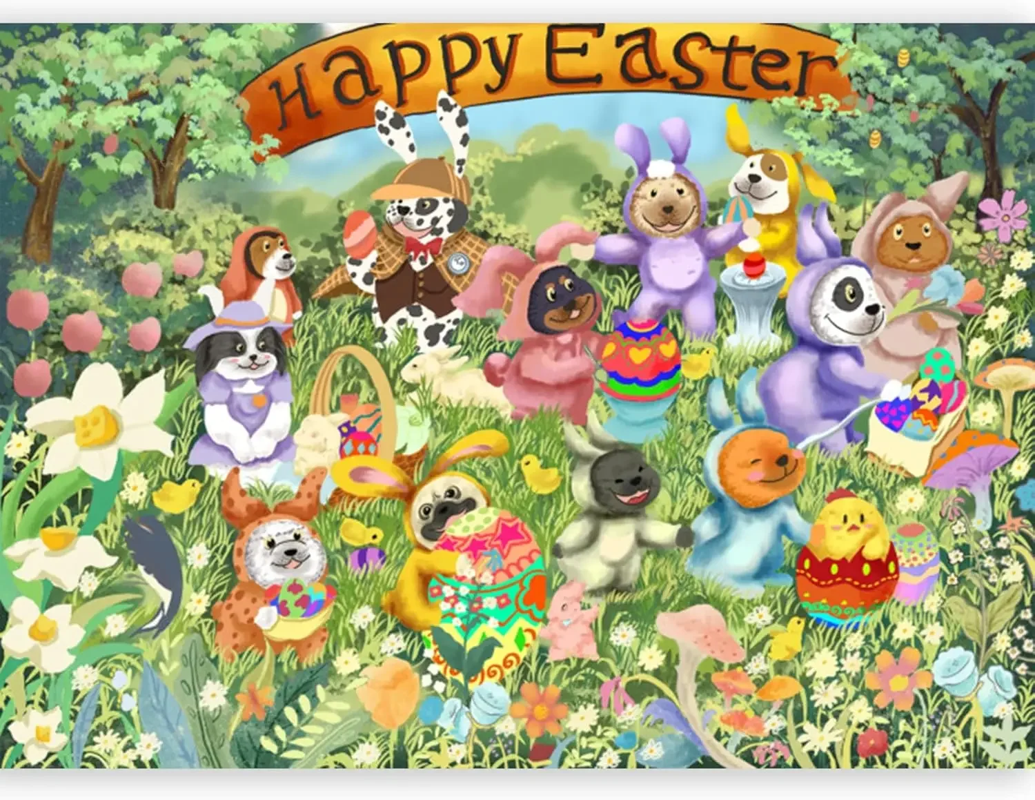 

Happy Easter Jigsaw Puzzle 300/500/1000Pcs Adult Wooden Puzzle for Gameroom Bedroom Livingroom Decor Family Fun Activity