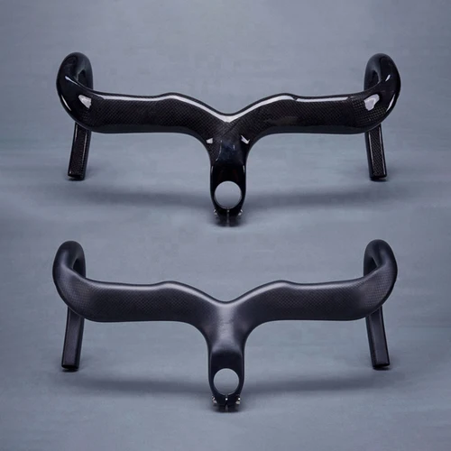 Manillar de Bicicleta de Carbono 3K, Manillar Integrado con Vástago para Bicicleta de Carretera, 400/420/440mm*90/100/110/120mm