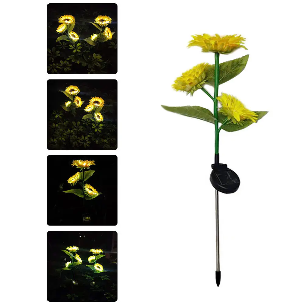 

1 шт. Солнечный светильник в форме подсолнуха, водонепроницаемый светодиодный садовый фонарь для украшения сада, для использования на улице, простая установка, без проводки