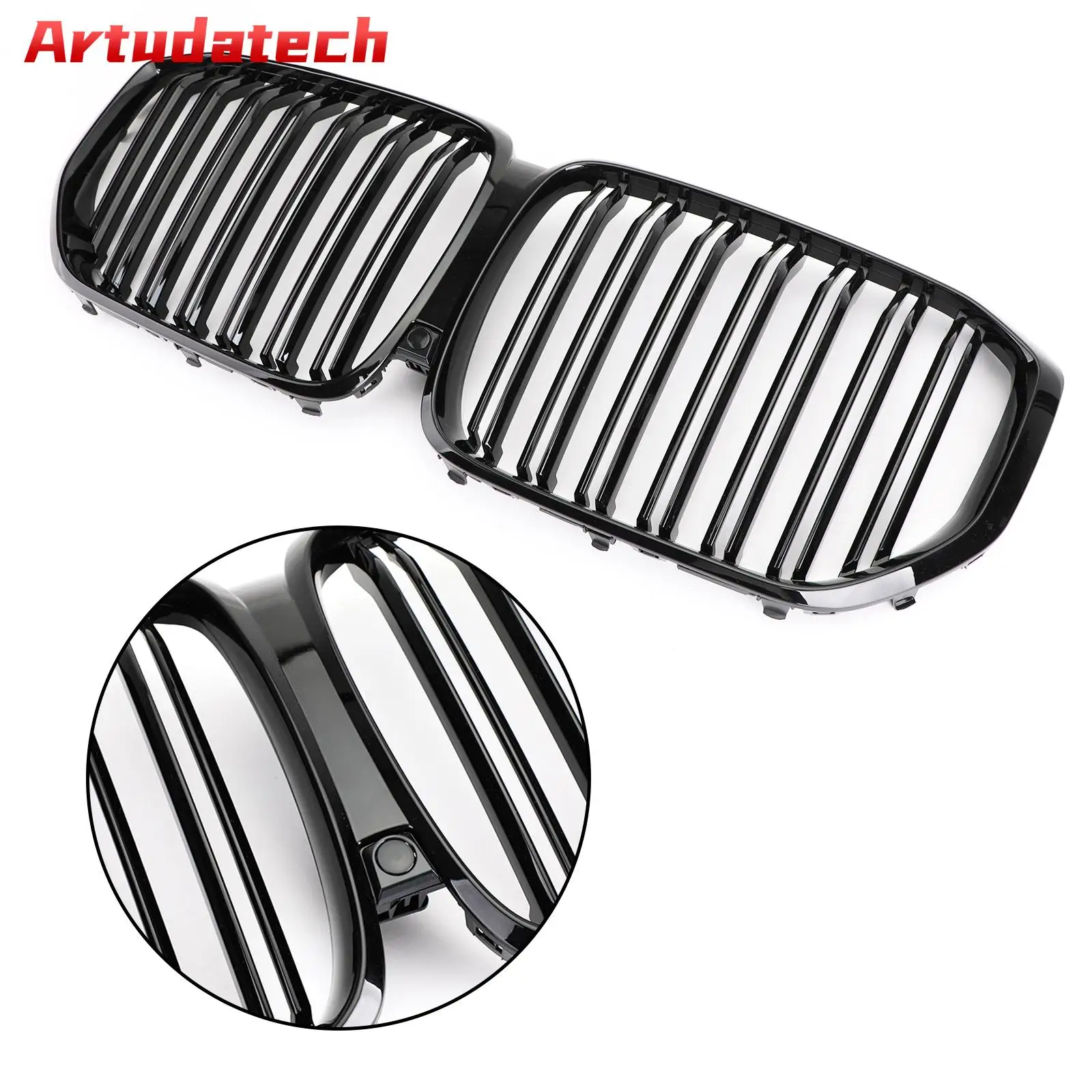

Artudatech Front Kidney Grille Gloss Black Grill Dual Fin For BMW X5 G05 2018-2021