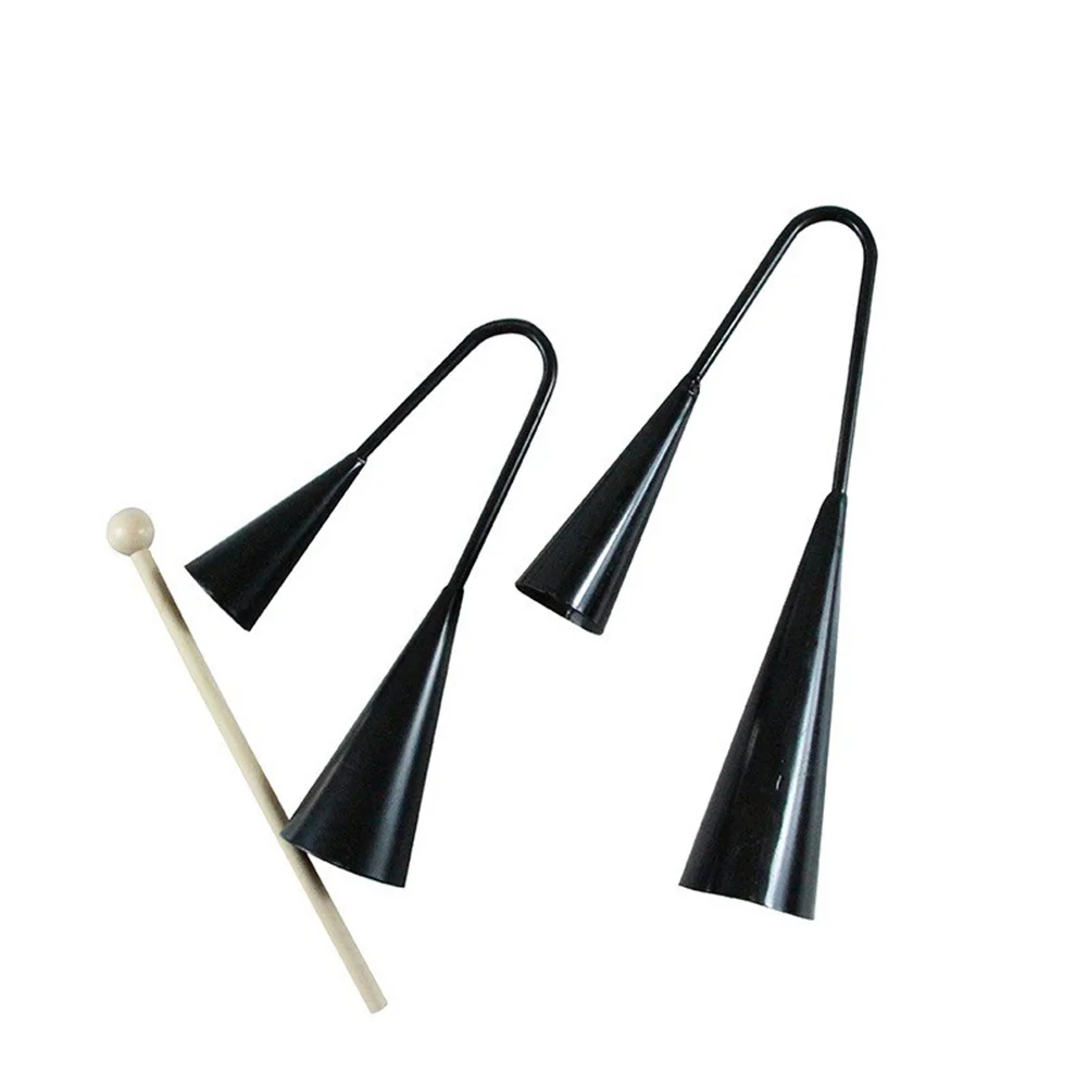 

Metal Agogo Black Two Tone Small Early Education Samba Percussion Instrument Handheld Durable Portable