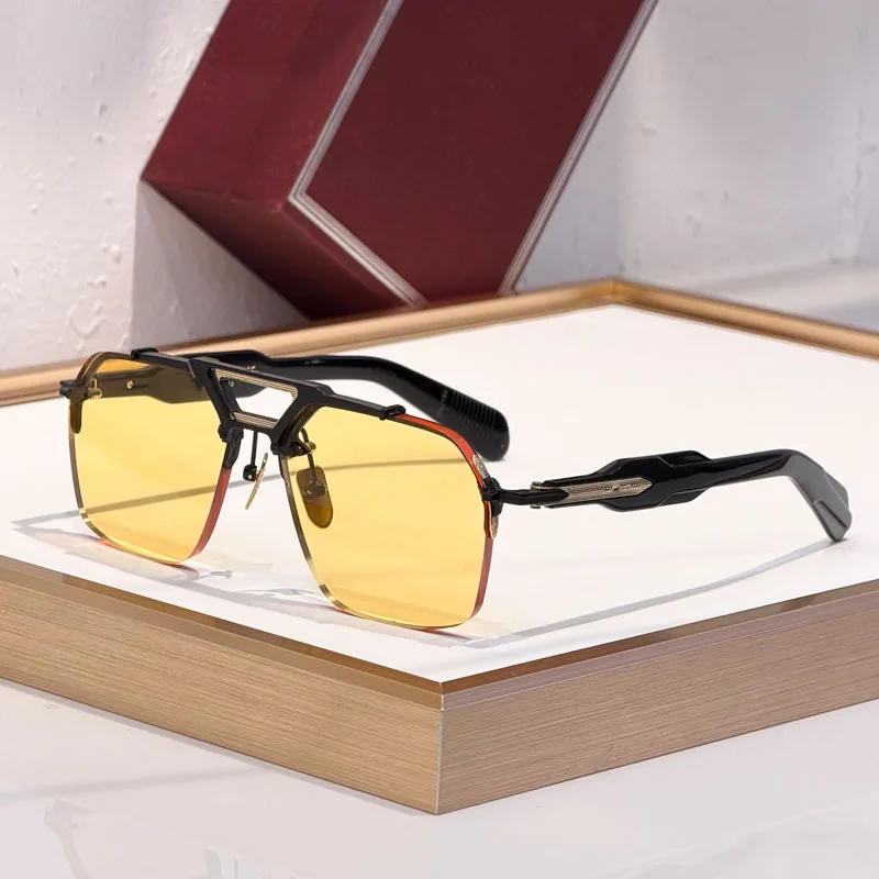 Big Square Oversized Brand Design UV400 High QualitySILVERTON Rimless Sunglasses for Men Women  Double Bridges Glasses with Case